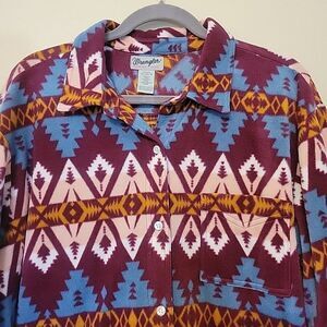 Wrangler Aztec Flannel Shirt Womens Extra‎ Large Wrancher Blouse Top